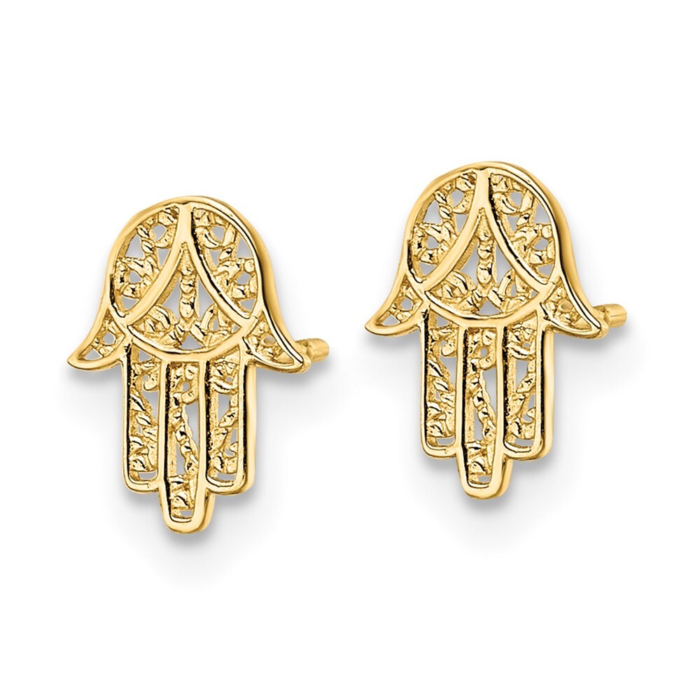 8.7mm 14K Yellow Gold Hamsa Post Earrings
