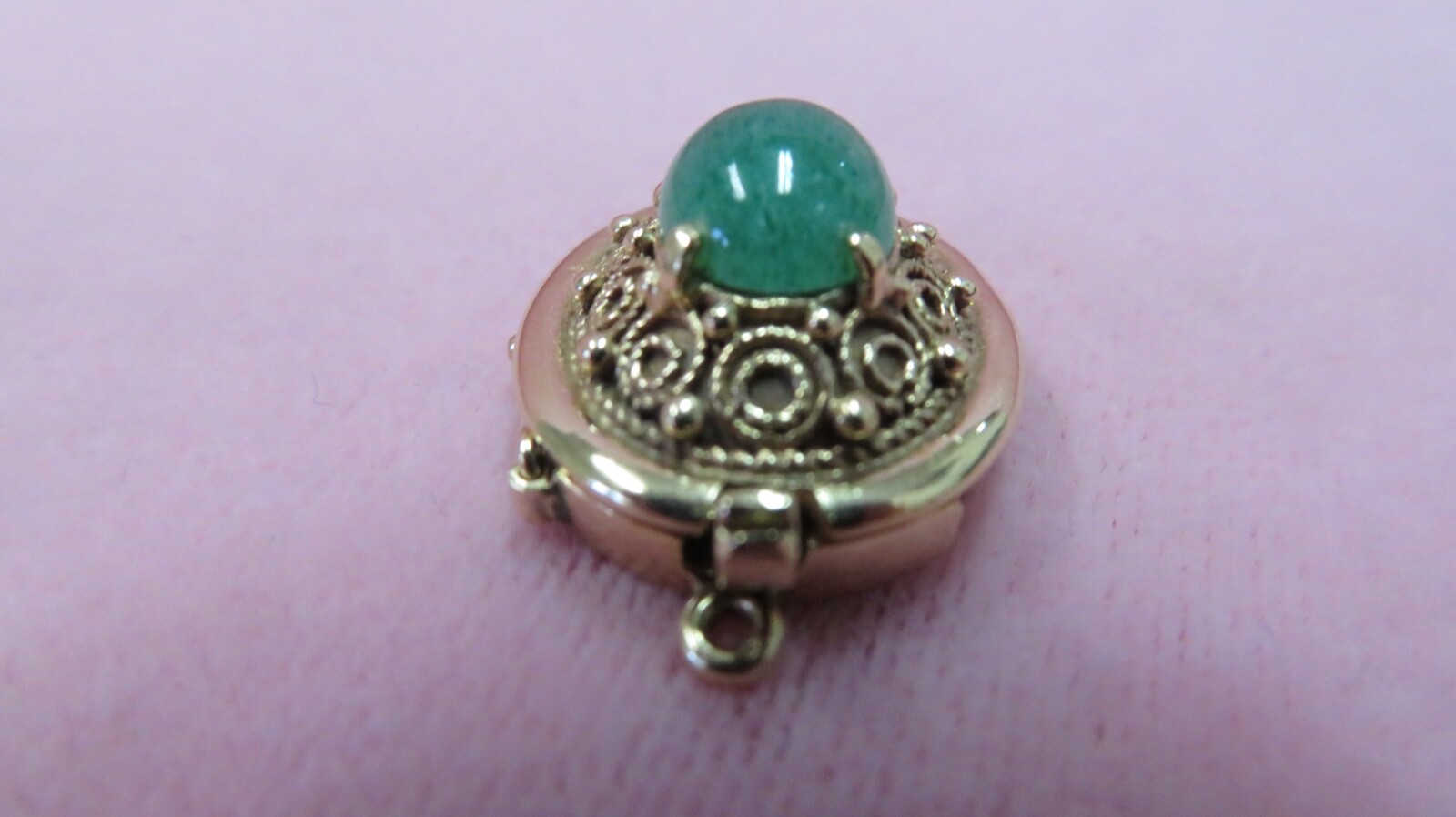 Vtg 14k Solid Filigree Y. Gold Aventurine Clasp for Single Strand Beads 7.89 G
