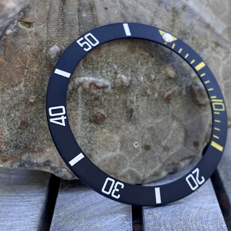 Matte Black w/ Yellow+White Ceramic [Sub Style Bezel Insert] for Seiko SKX SRPD