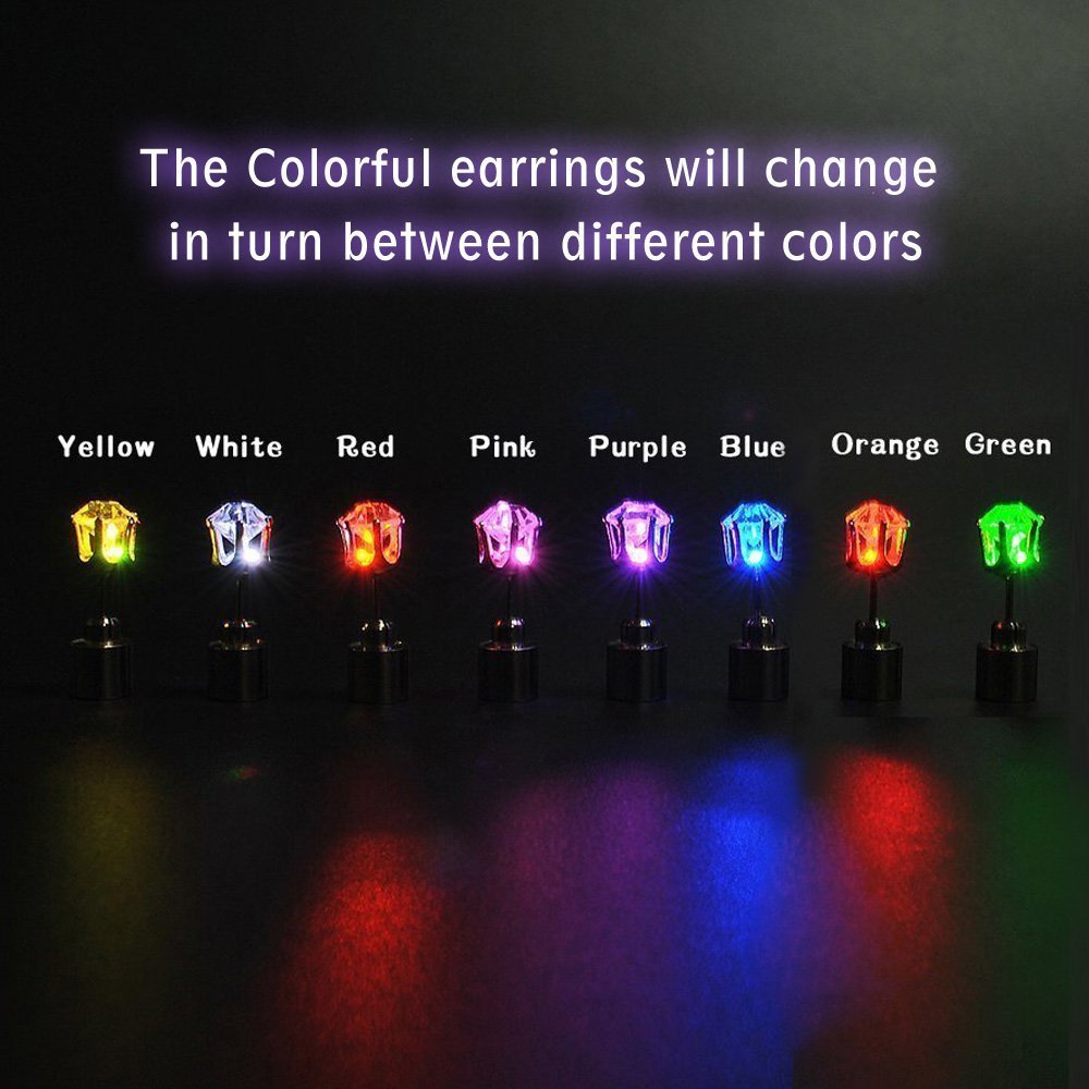Color Changing Lighting Up LED Earrings Studs Flashing Christmas Xmas Gift Party