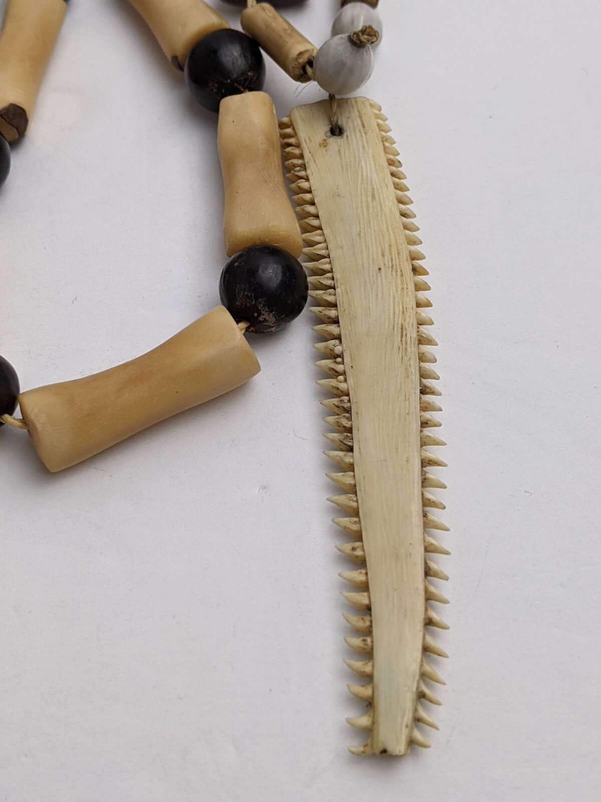 3 Vtg South American Tribal Necklaces Penis Bone Jaw Bone, Seeds, Bamboo, Nuts