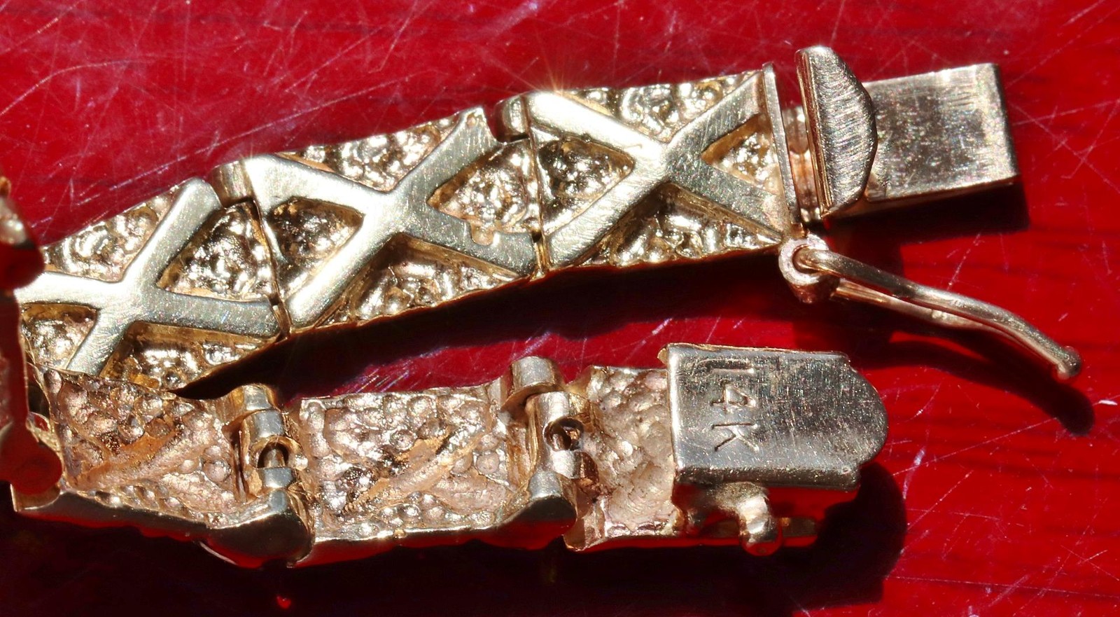 14k yellow gold bracelet 7.0″ nugget vintage handmade 13.6gr N2858