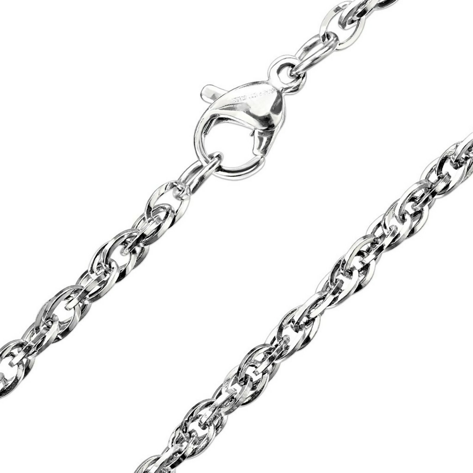 Twisted Cable Chain Necklace Silver Stainless Steel 1.5mm-2.5mm 18-20-Inch