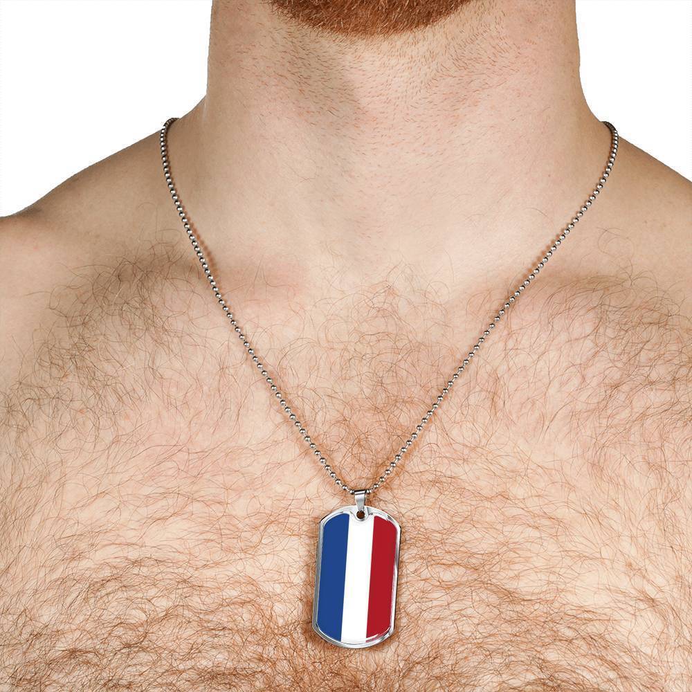 Netherlands Flag Necklace Netherlands Flag Dog Tag Necklace Stainless Steel 24″
