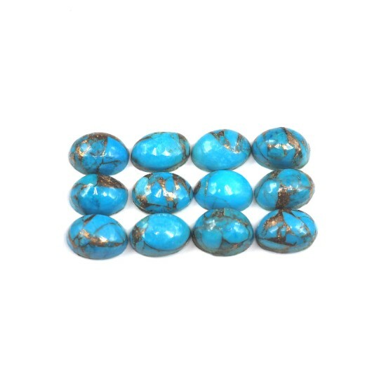 Blue Copper Turquoise Cabs Oval 6 x 4mm Approximately 6.27 Carat (GTG-BT-07)