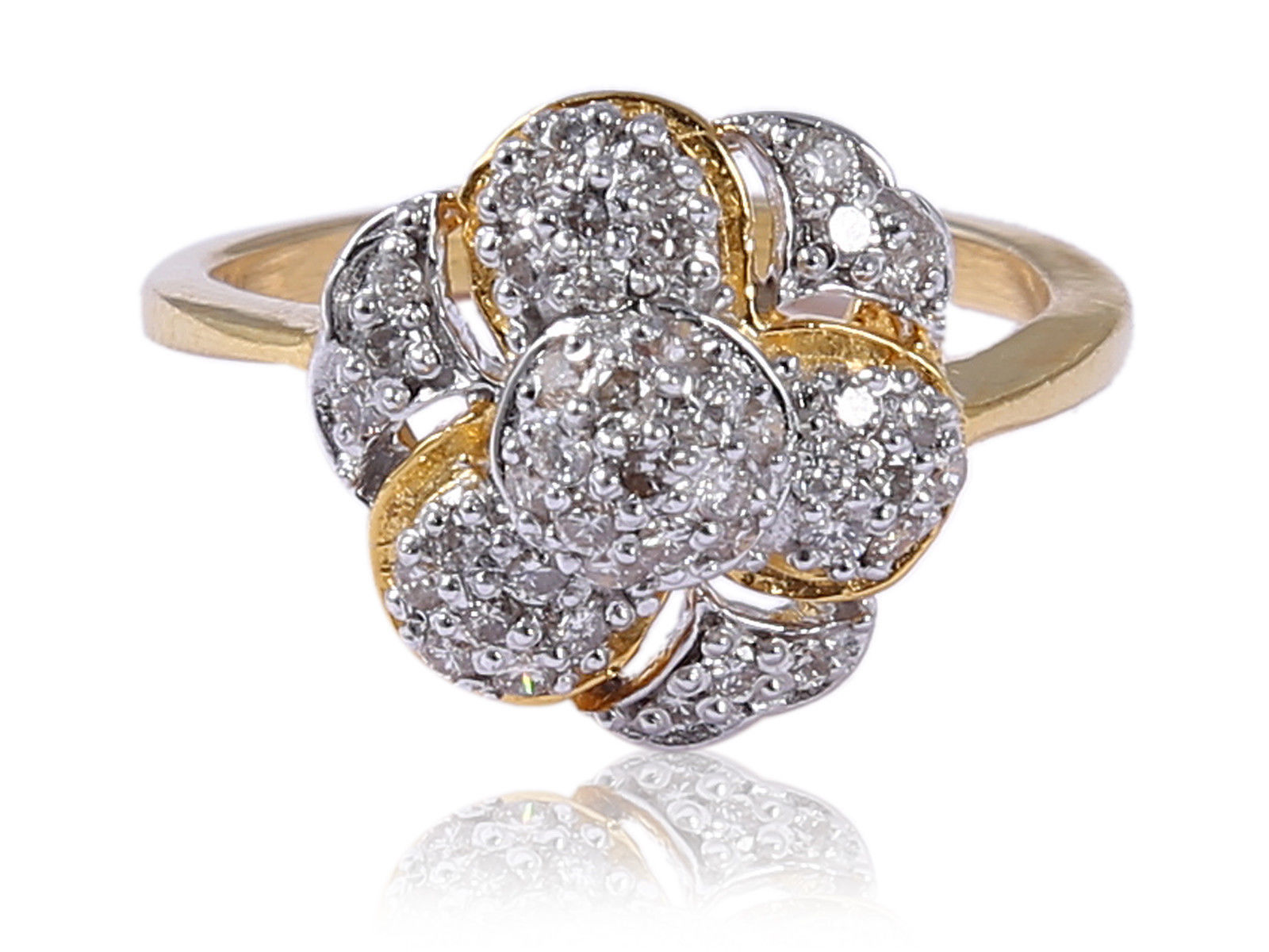 Pave 0.44 Cts Round Brilliant Cut Diamonds Anniversary Ring In Hallmark 18K Gold