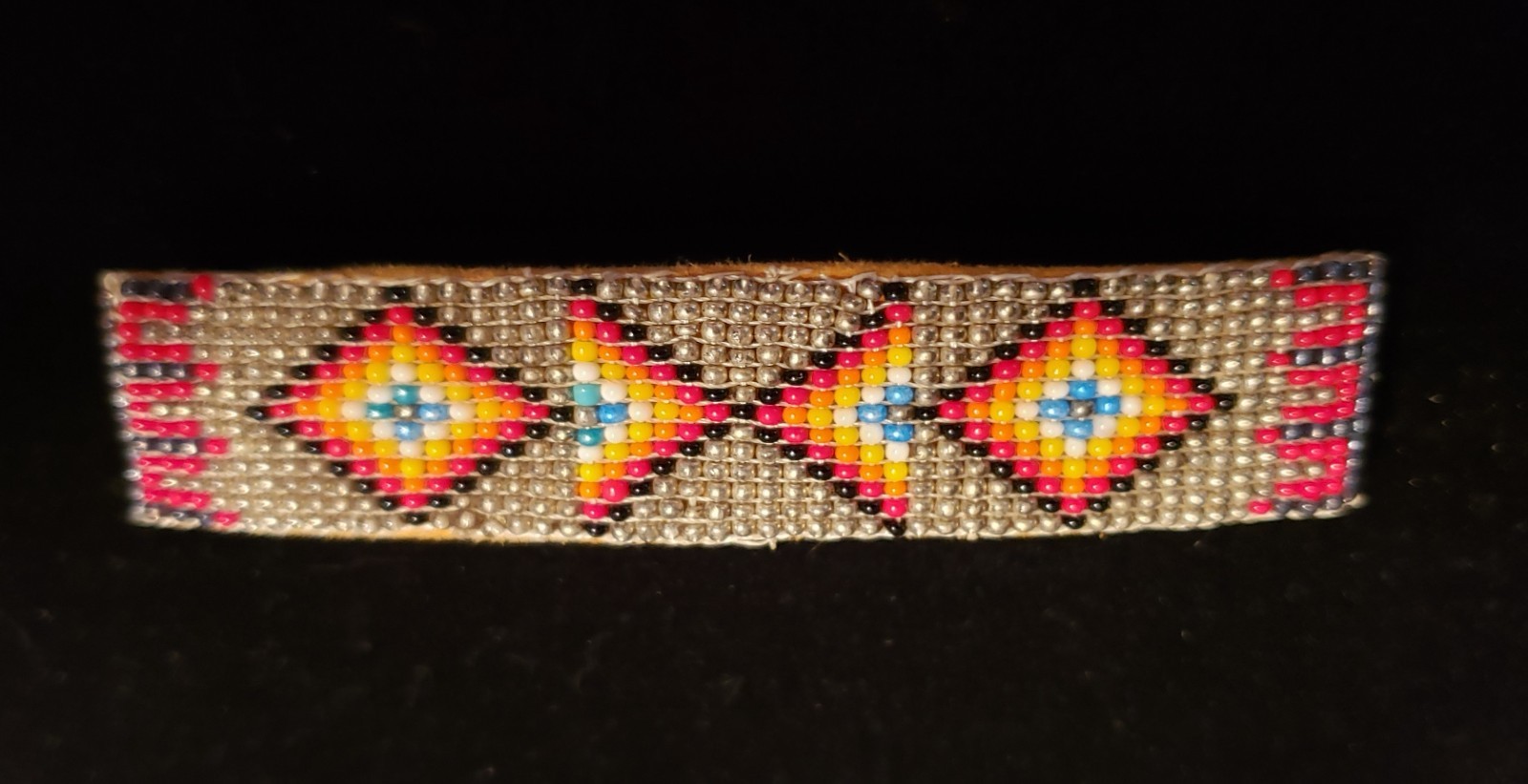 Native American Hand Beaded Hair Barrette GOLD Red Black Yellow Blue White