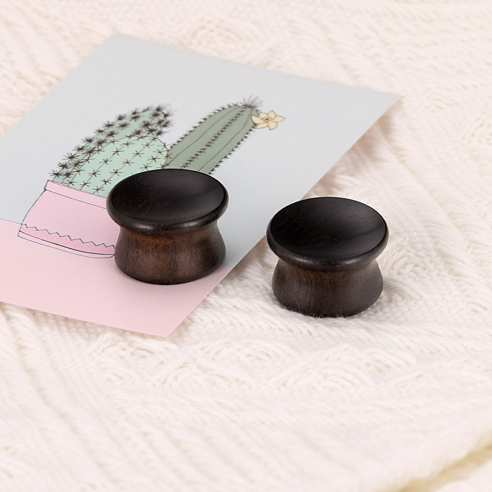 Natural Wood Ear Gauges Plugs Double Flared Concave Wooden Ear Expander Piercing