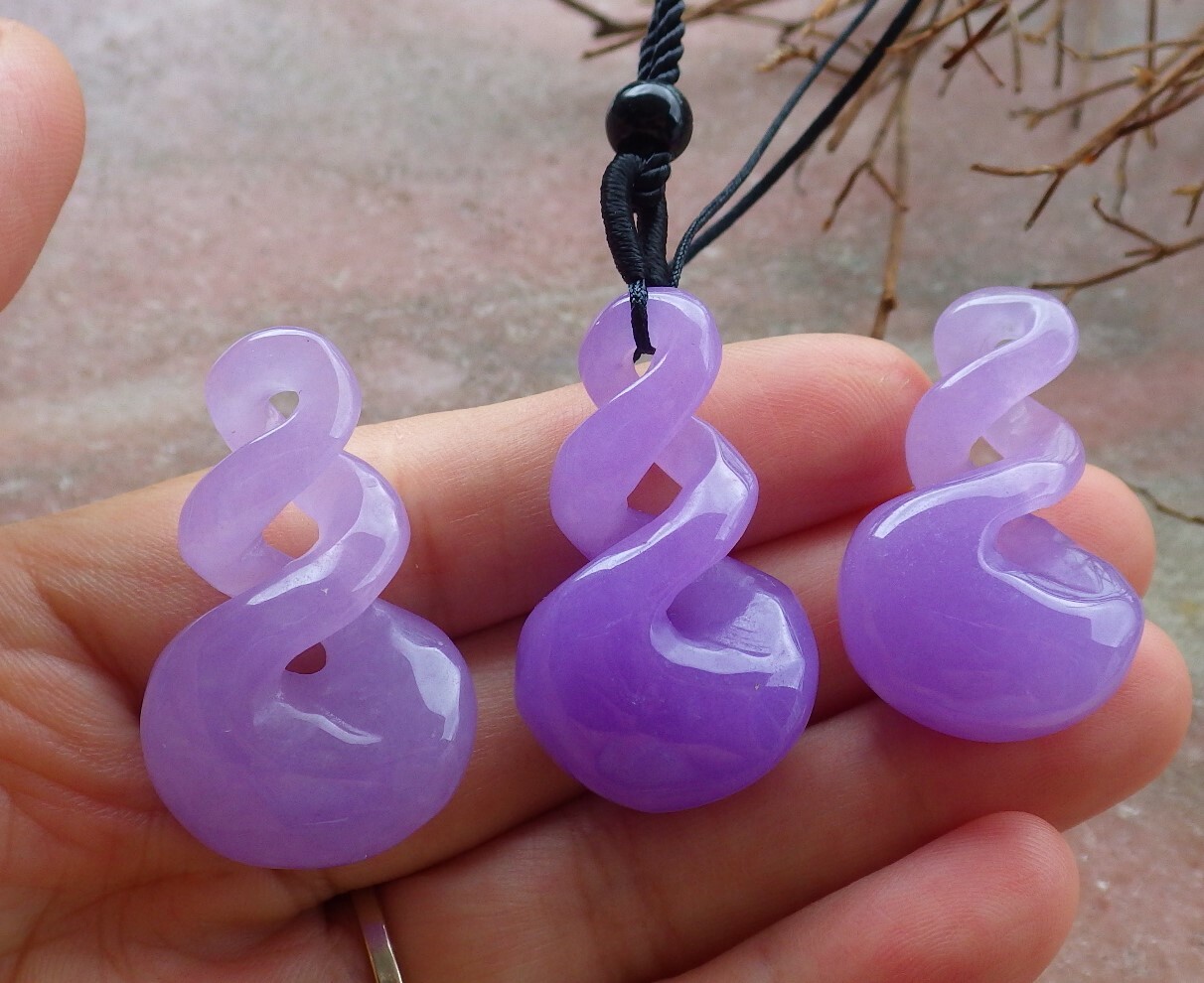 1 piece CHINESE Lavender JADE PENDANT Circle *8* Knotted Knotte 平安扣 397442