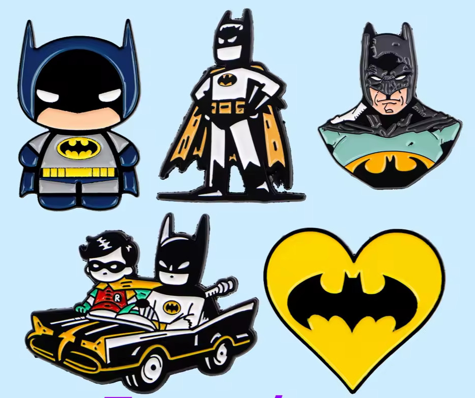 Batman & Robin Classic 1960’s Comic Book Series 1.5″ Metal/Enamel Pin Set Of 5