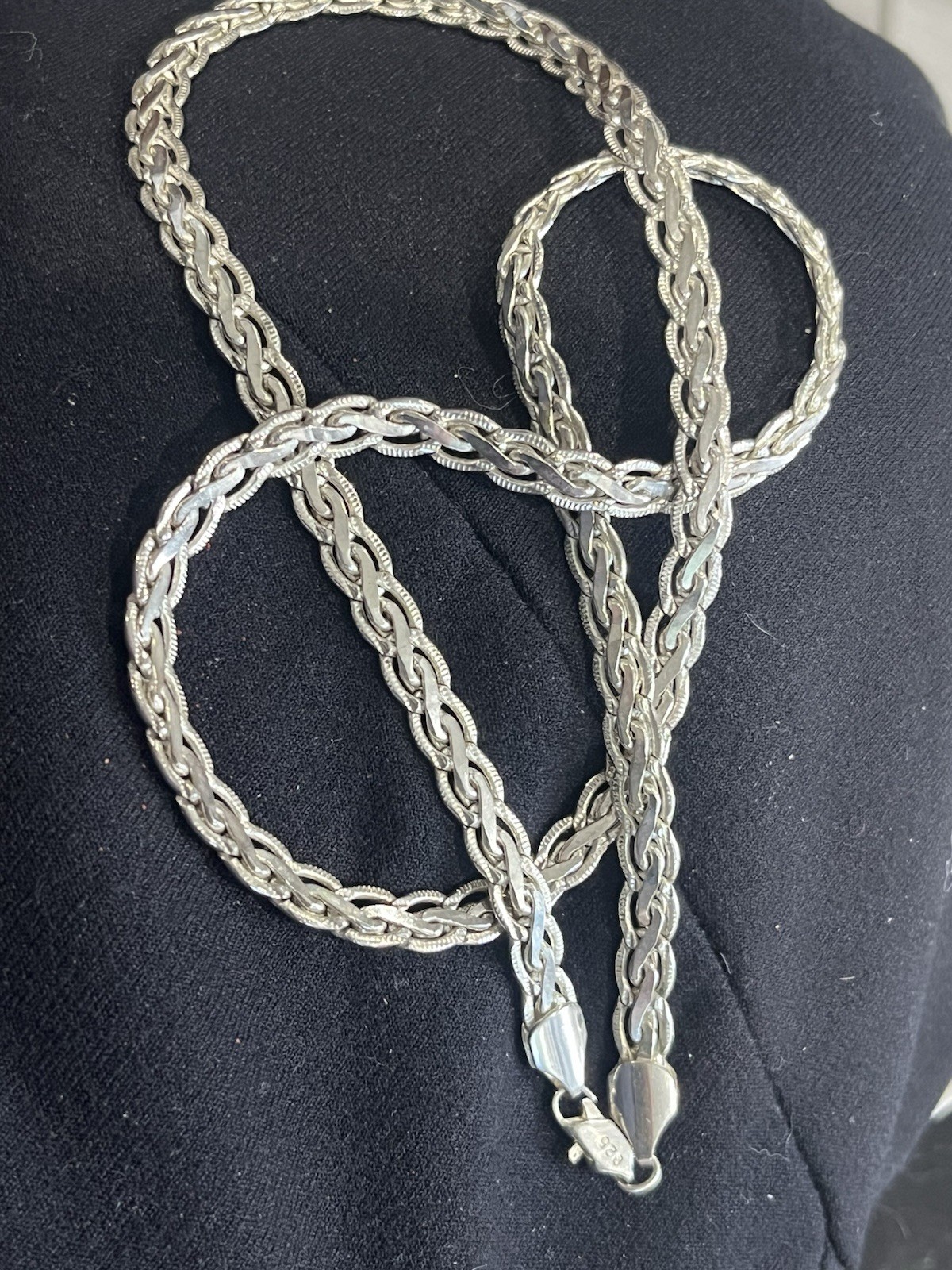 925 Silver Flat Twist Chain Necklace: Handmade Unisex Jewelry