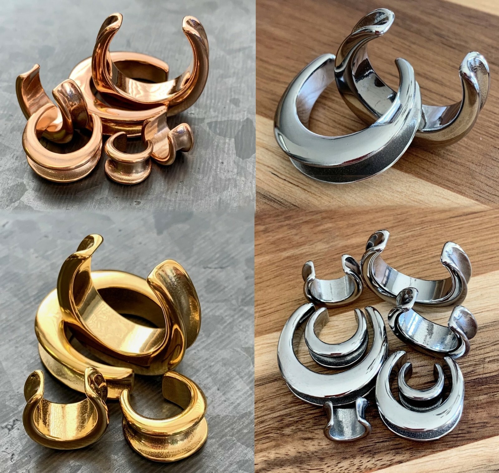 PAIR Saddle Ear Spreader Surgical Steel Tunnels Plugs Earlet Gauges Body Jewelry