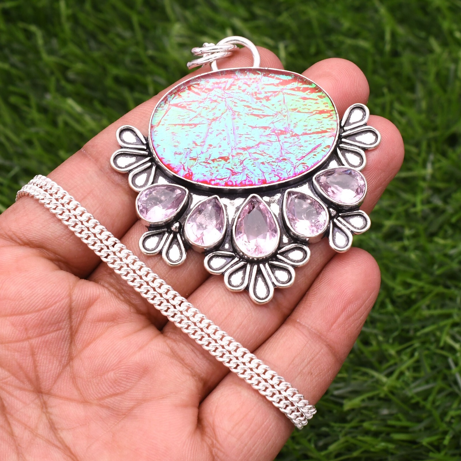 Triplet Fire Opal 925 Sterling Silver Gemstone Handmade Jewelry Pendant 2.15″