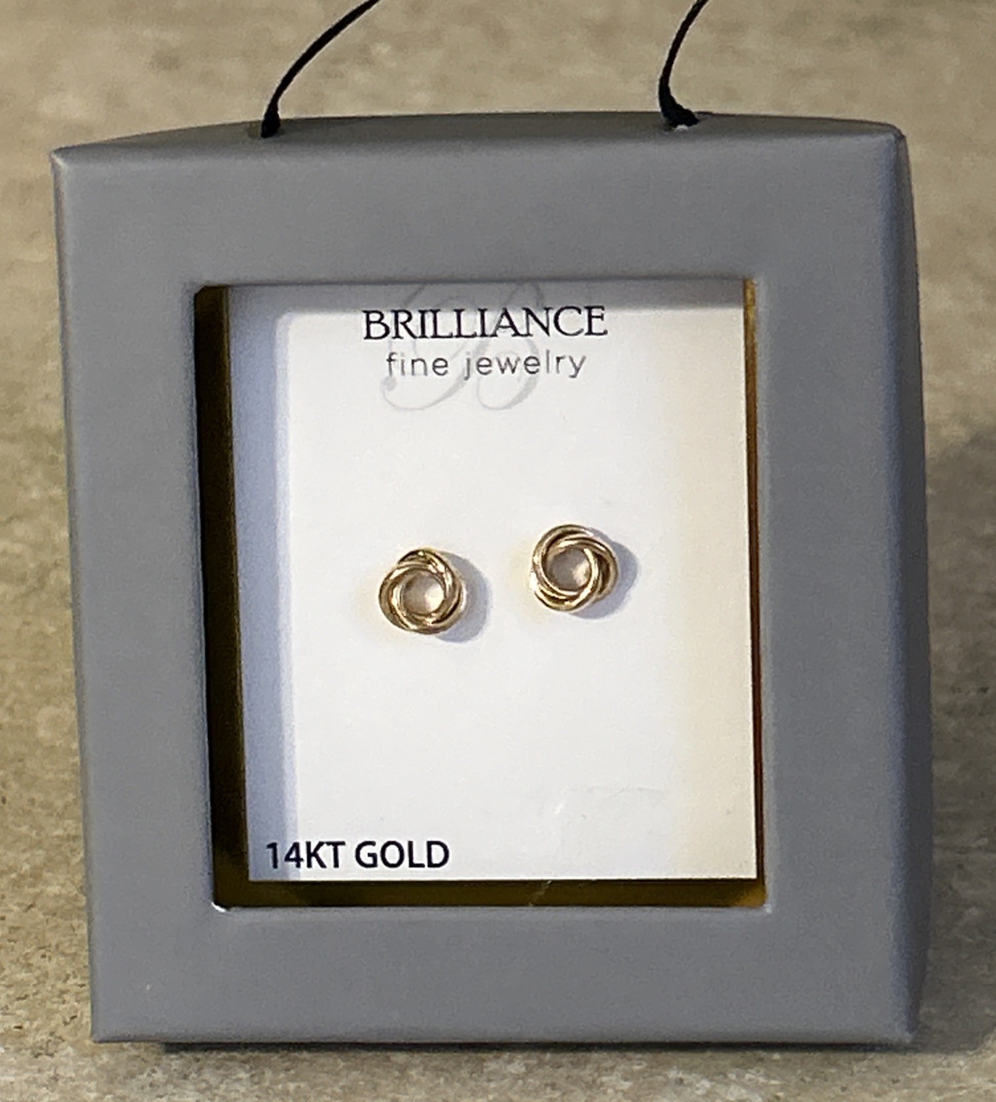 Brilliance Fine Jewelry 14KT Gold Twisted Knot Stud Earrings, Brand New In Box!