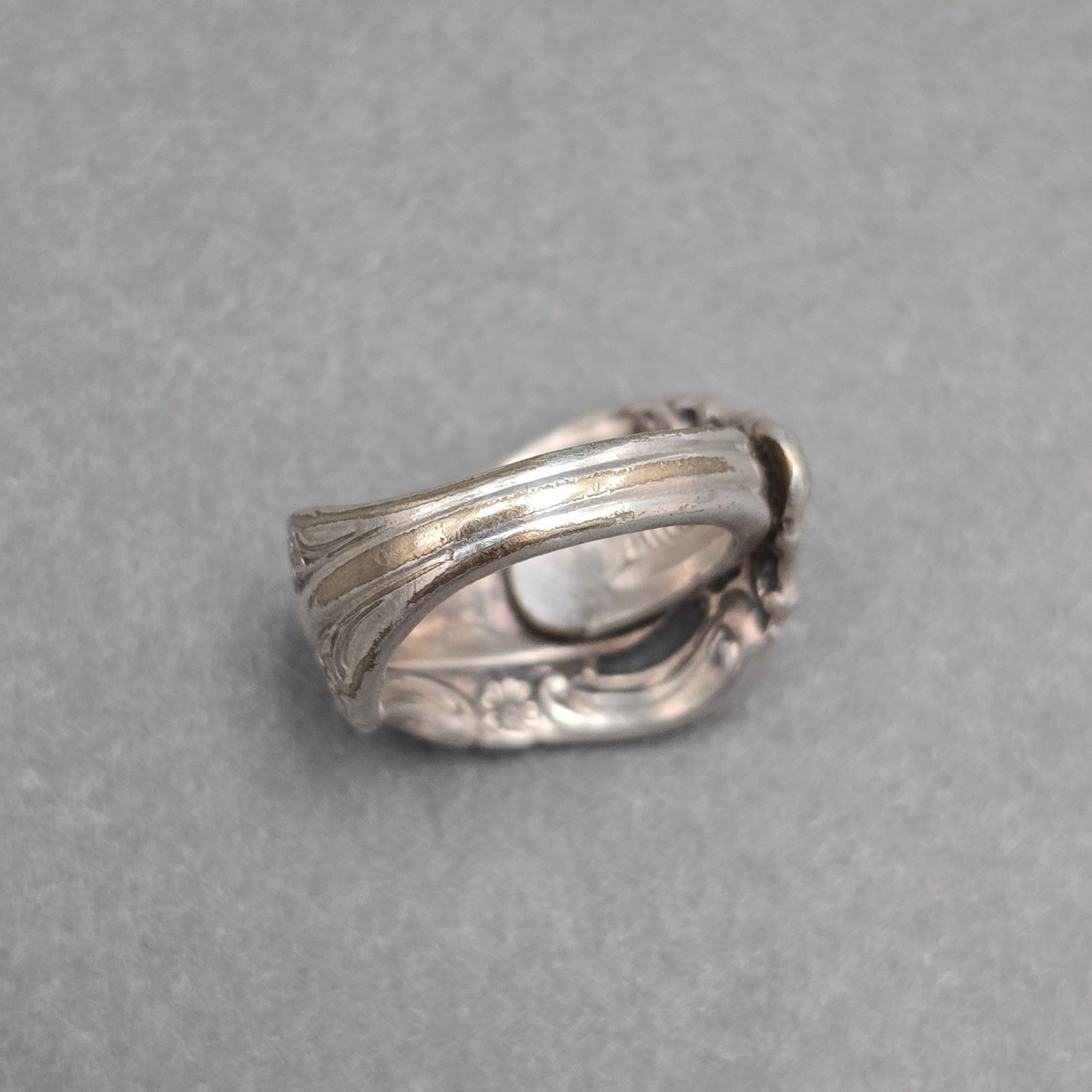 Vintage Oneida Community Silver Spoon Ring Size 3.5 Rose Floral Openwork