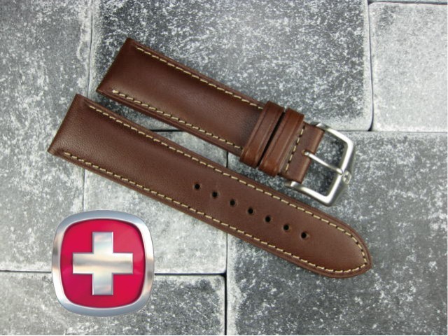 New VICTORINOX SWISS ARMY 21mm Dark Brown CALF LEATHER STRAP CAVALRY BAND x1