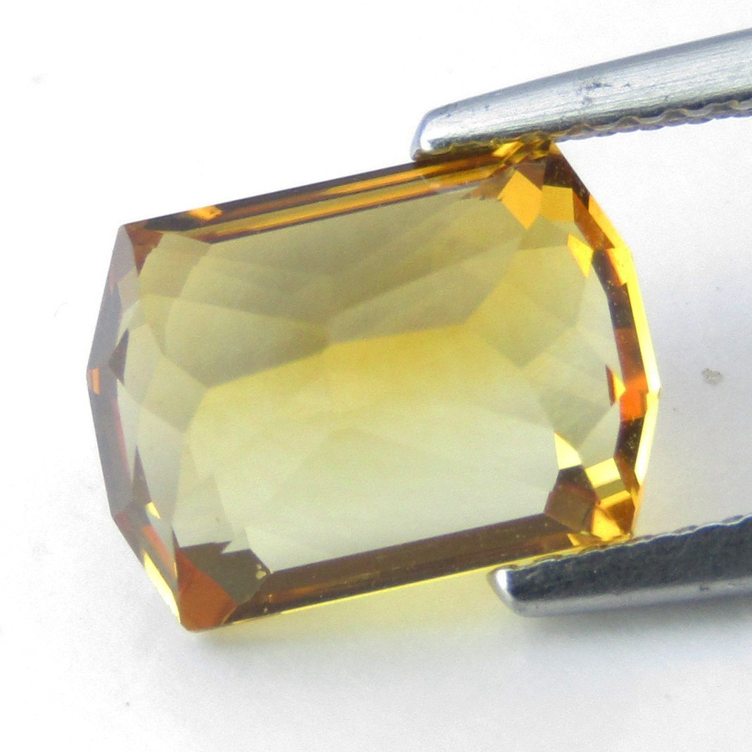 3.38Cts Natural Fantastic Fancy Radiant Cut Citrine 9.5mm Loose Gemstone