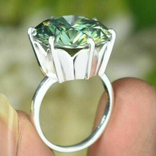 Certified Round Cut Blue Diamond Solitaire Ring in 925 Silver 6.20 Ct, Treated