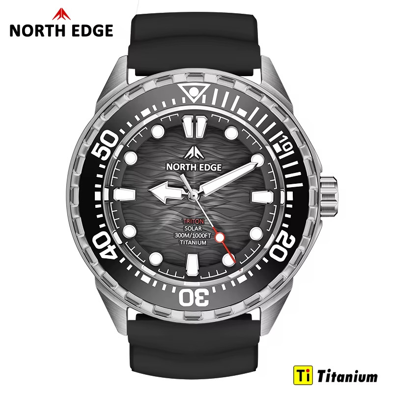 TRITON-TI Titanium Stainless Solar-Powered Diving Watch Luxury Quartz Watches fo