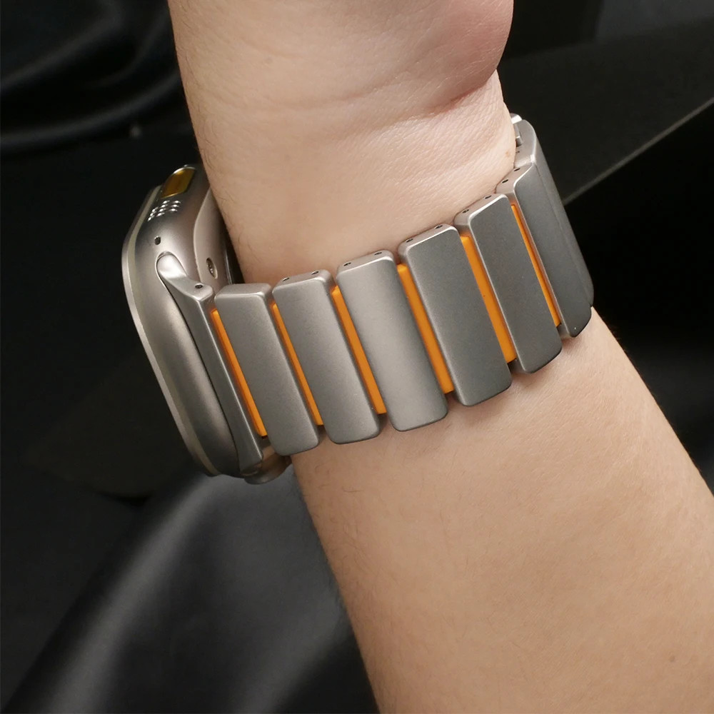 Magnetic Titanium Rubber Metal Band For Apple Watch Ultra3 49mm 11 10 9 8 7 6 SE