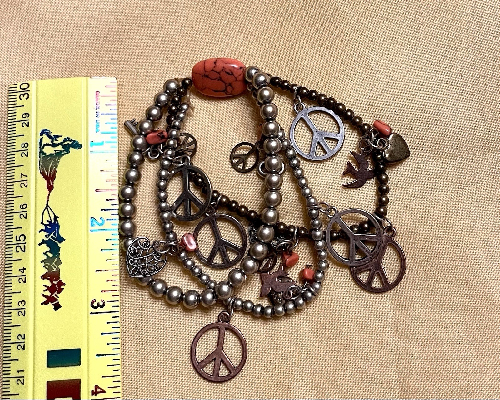 Vintage Bohemian multi-strand Charm Bracelet by Lucky Brand Silver-tone