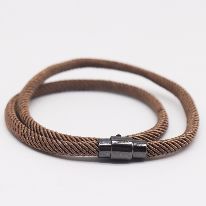 Men’s Bracelet Rope Cotton Magnetic Copper Ribbon Black Brown Blue Grey