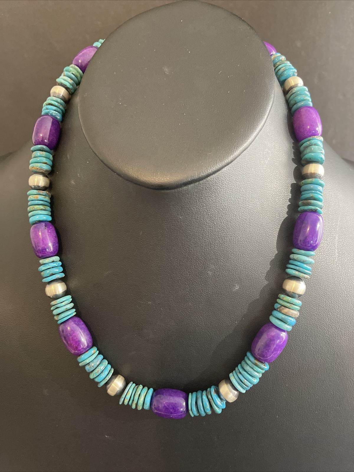 without tags Sterling silver Turquoise sugilite Necklace 19 Inch G2U