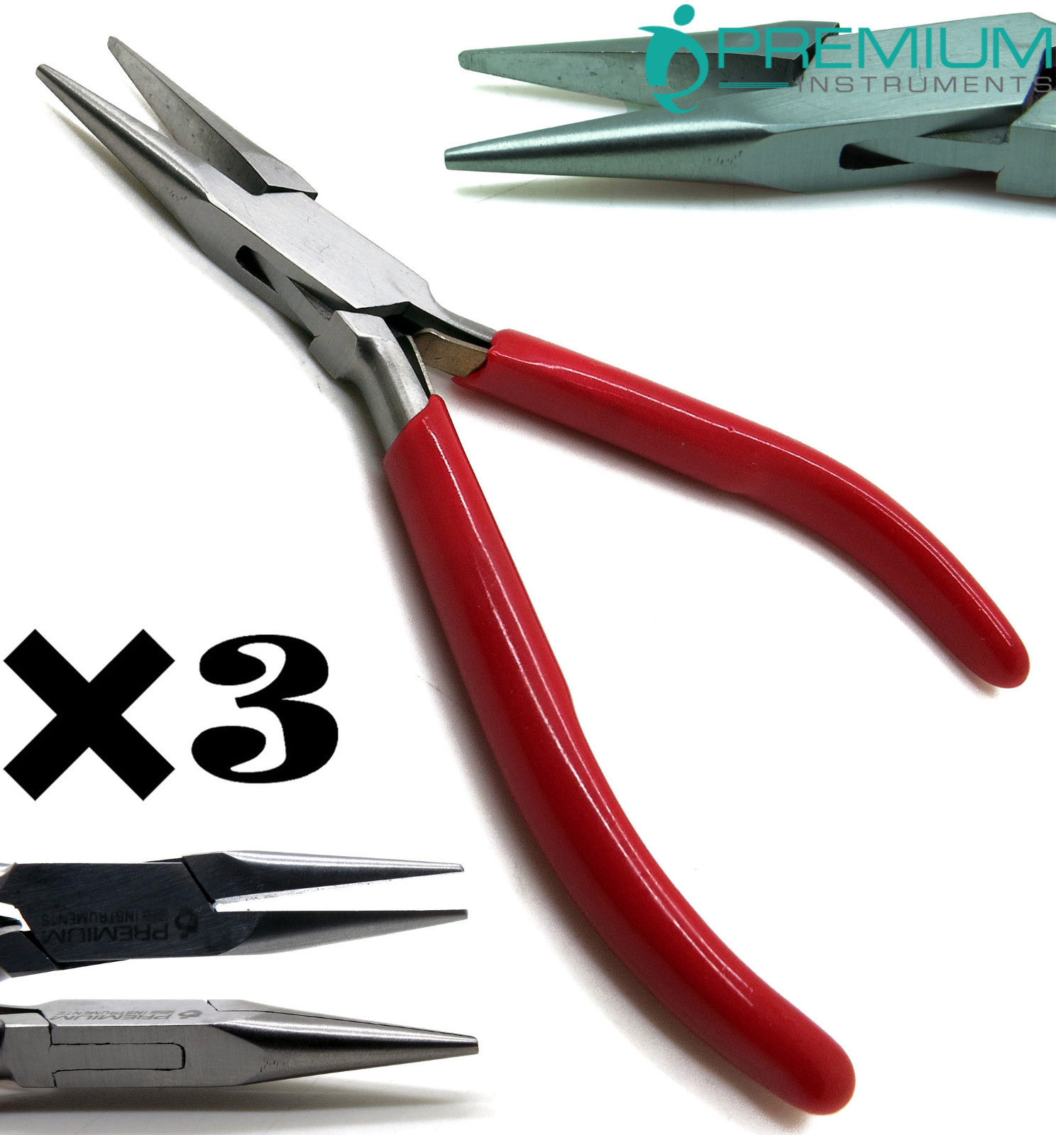 3× Chain Nose Pliers Length 12cm Working End 2.5cm Jewellery Making Instruments