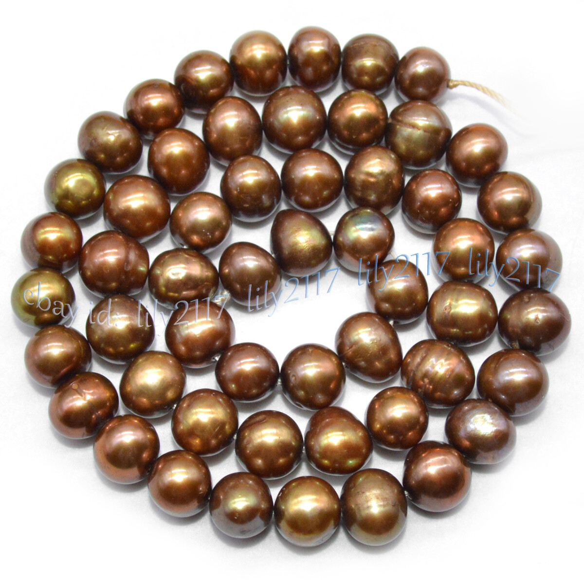 Brown 7-8mm Real Natural Freshwater Cultured Baroque Pearl Loose Beads 14inches