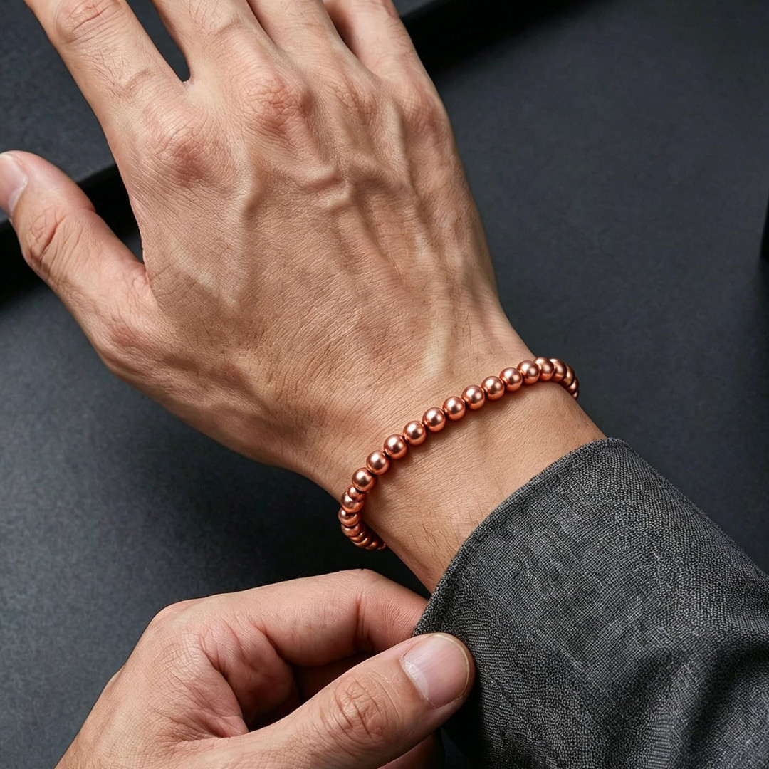 Pure Copper Bracelets for Men and Women Healing Energy Health Adjustable 6mm