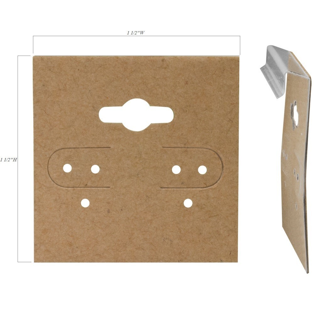 100pc Earring Display Cards Kraft Earring Cards Hanging 1 1/2″ x 1 1/2″tall