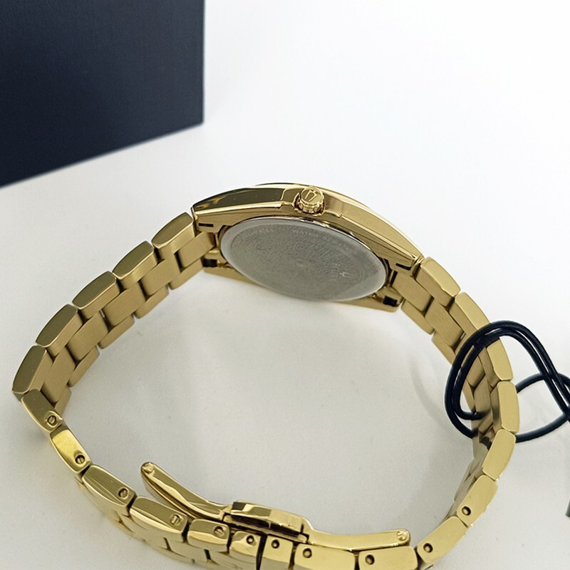 Bulova Surveyor Diamonds Gold Bracelet White Dial Women 97P172 Quartz Watch 31mm