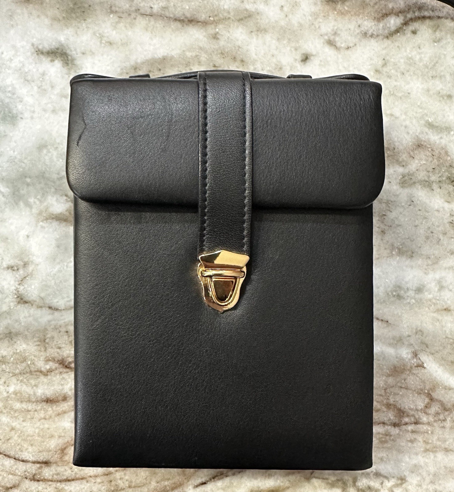 Black Leather Royce Suede Lined Travel Jewelry Box Push Lock Clasp And Handle