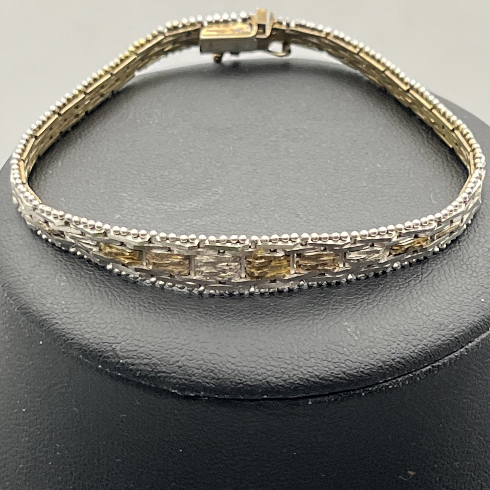 Vintage Milor Style Italy 925 Sterling Silver Gold Two Tone Bracelet 7″ 11.9g