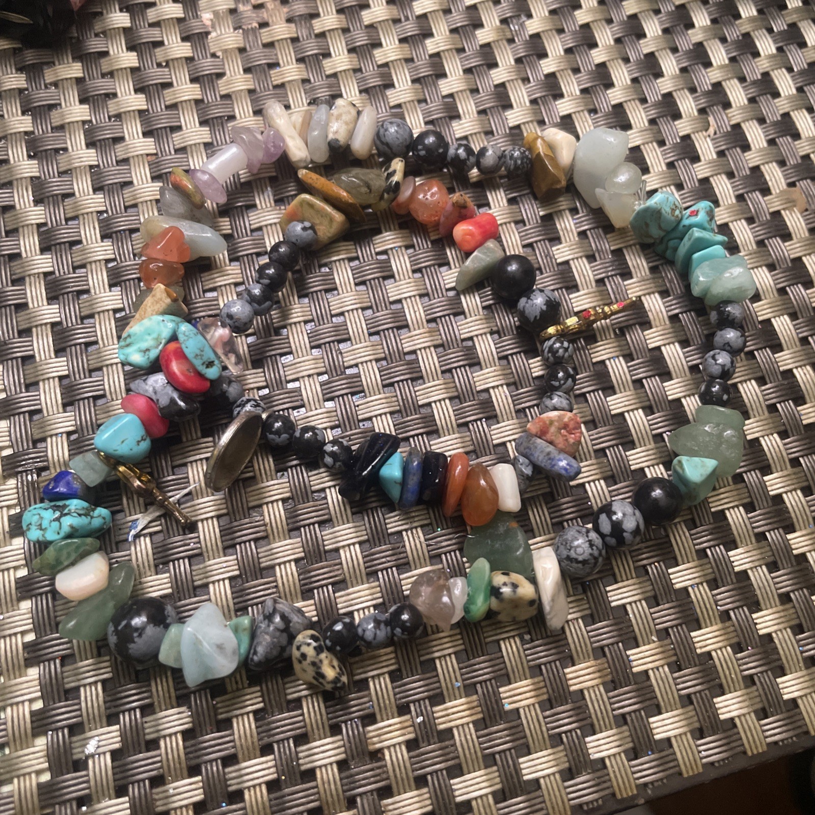 Handmade 4mm Mixed Natural Gemstone Round Beads Stretchy Bracelet Reiki Chakra