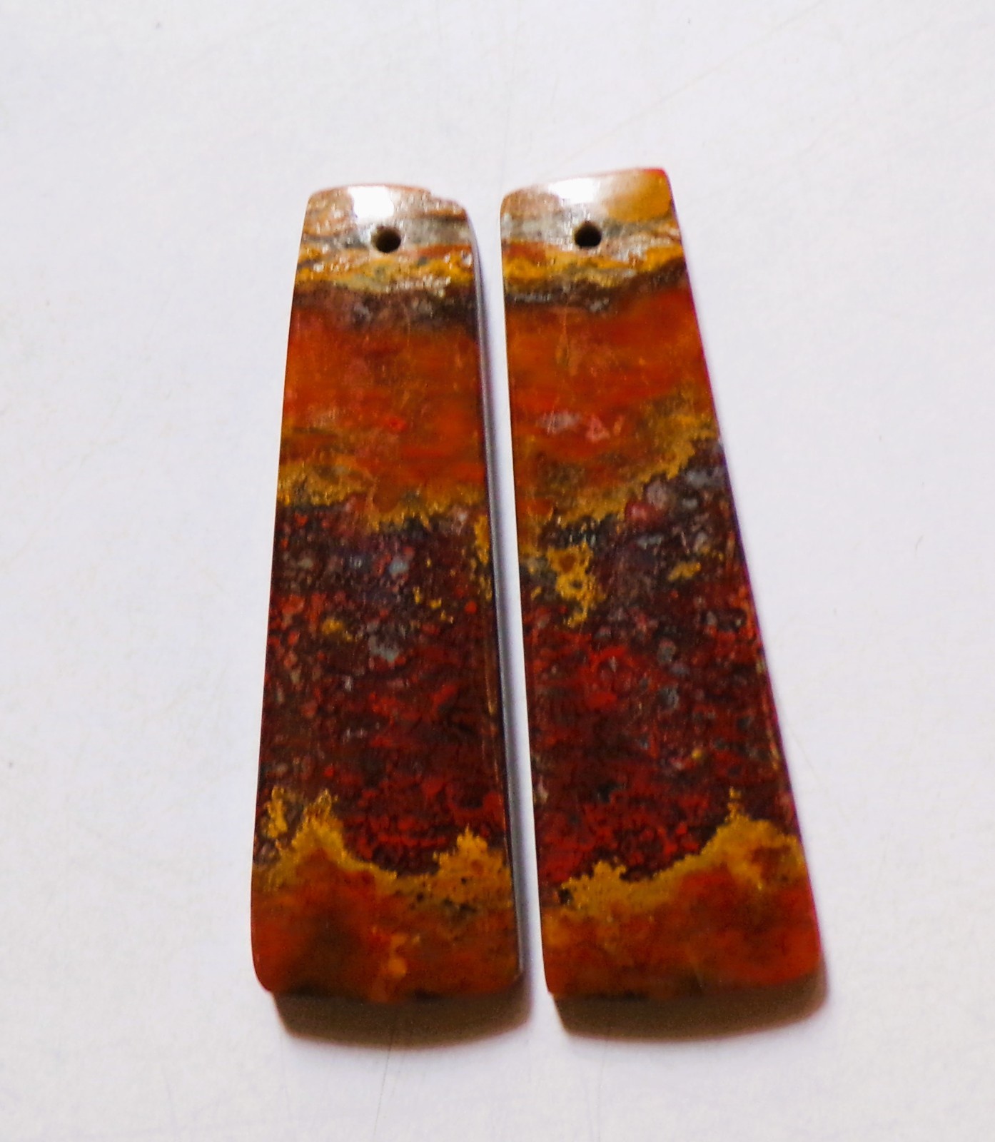 37.75 Cts Natural Seam Agate Drilled Cabochon Match Pair Gemstone 38X12.4MM 38