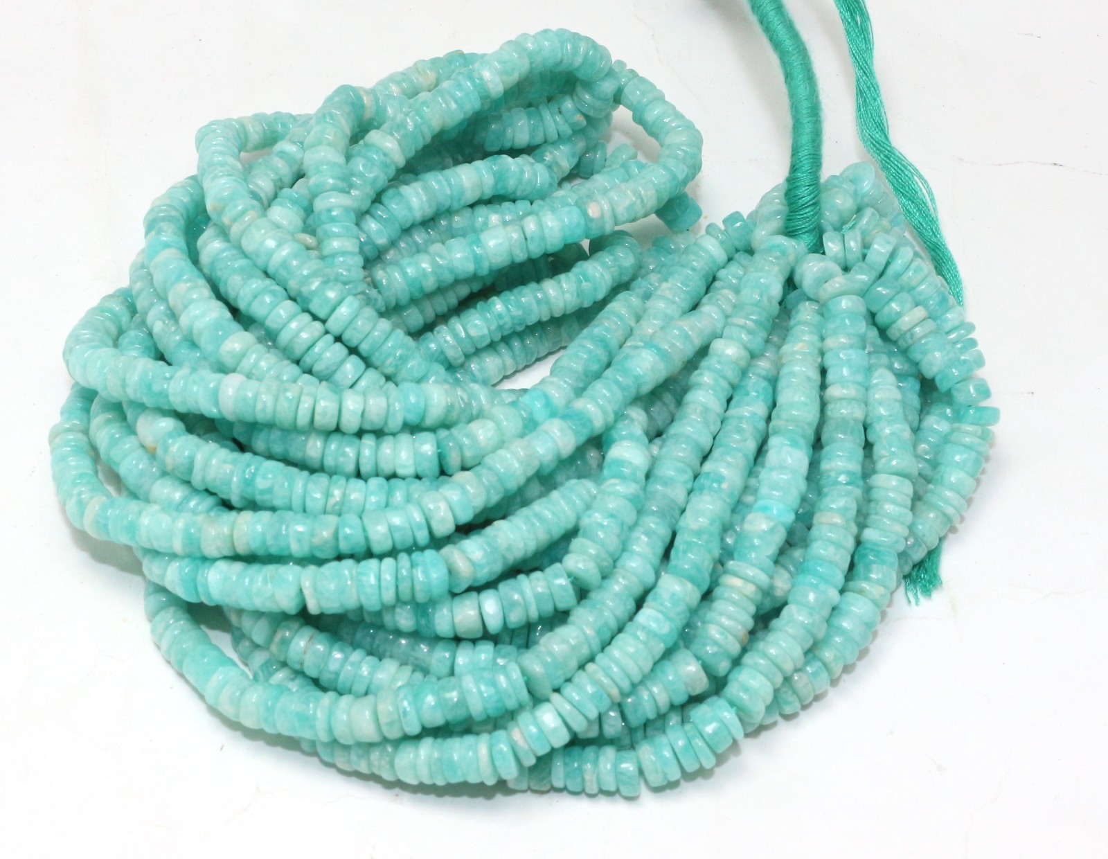 Natural Amazonite Heishi Beads 5-6mm 16 Inch Smooth Wheel Gemstone Strand