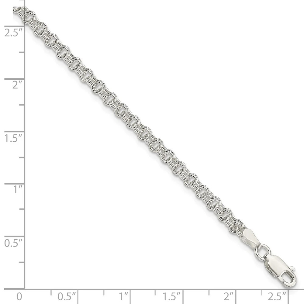 Sterling Silver 3mm Double Link Charm Bracelet