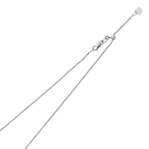 14K Solid Real White Gold 1.0 mm Adjustable Box Chain – 20″