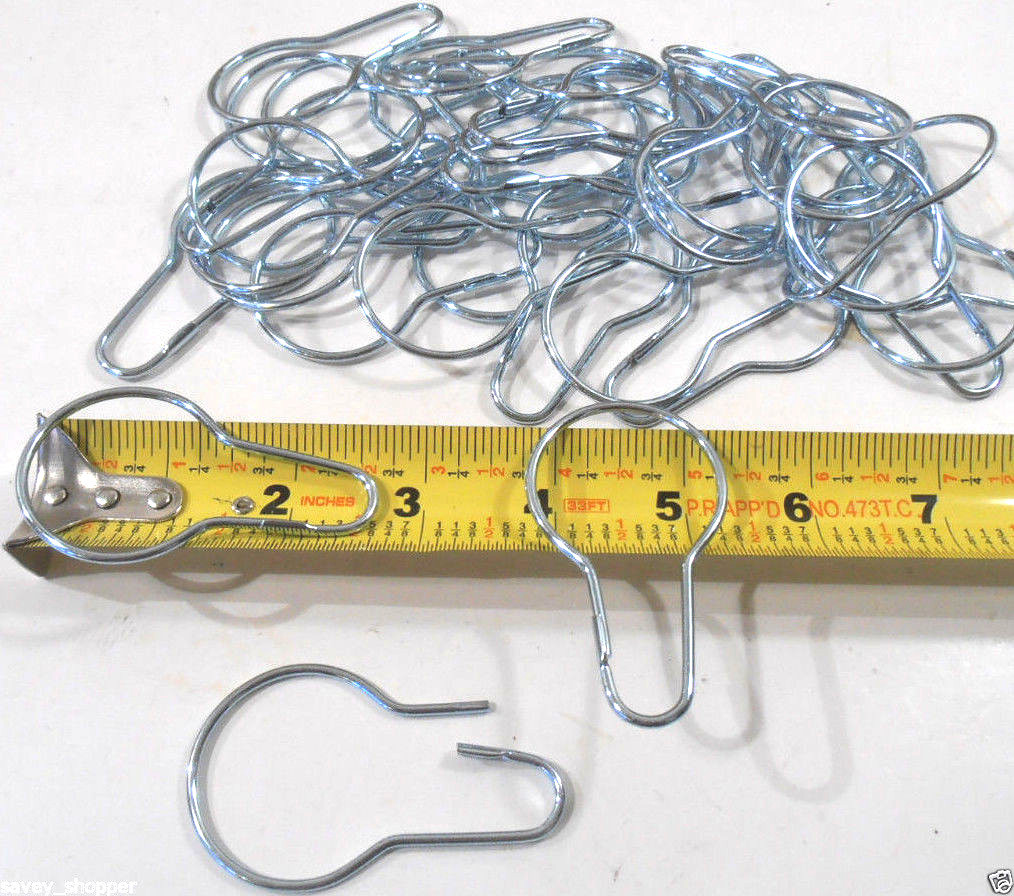 SHOWER HOOKS 100 PC. CHROME PLATED SHOWER CURTAIN HOOKS, RINGS
