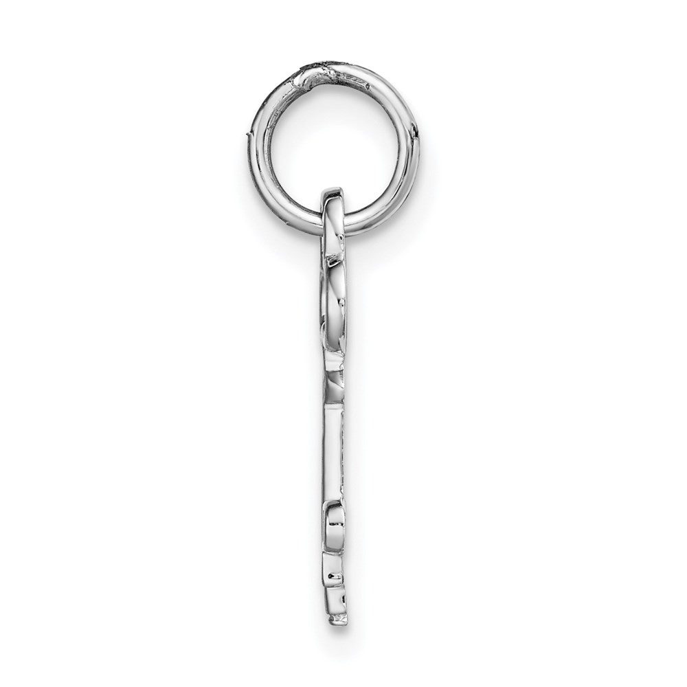 14K White Gold Key Letter P Initial Fancy Charm Pendant L-15.53mm, W-6.88mm