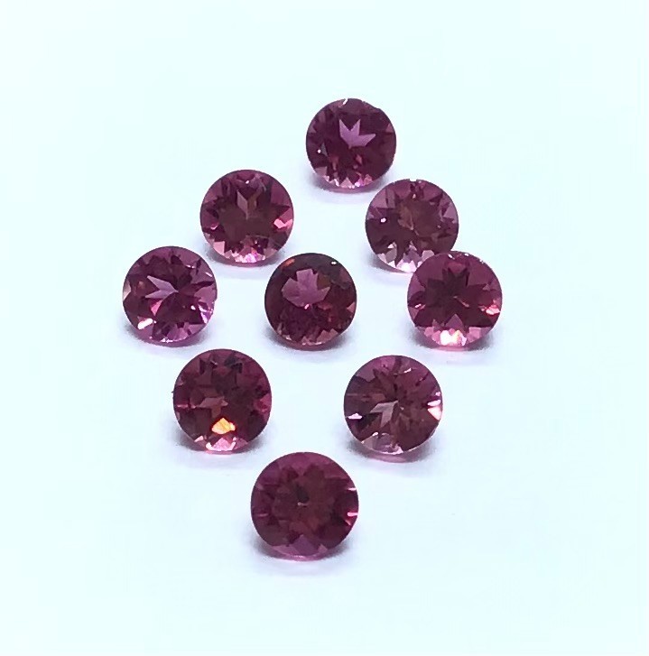 Natural Pink Tourmaline Round Cut Faceted Loose Gemstone For All Jewelry Making