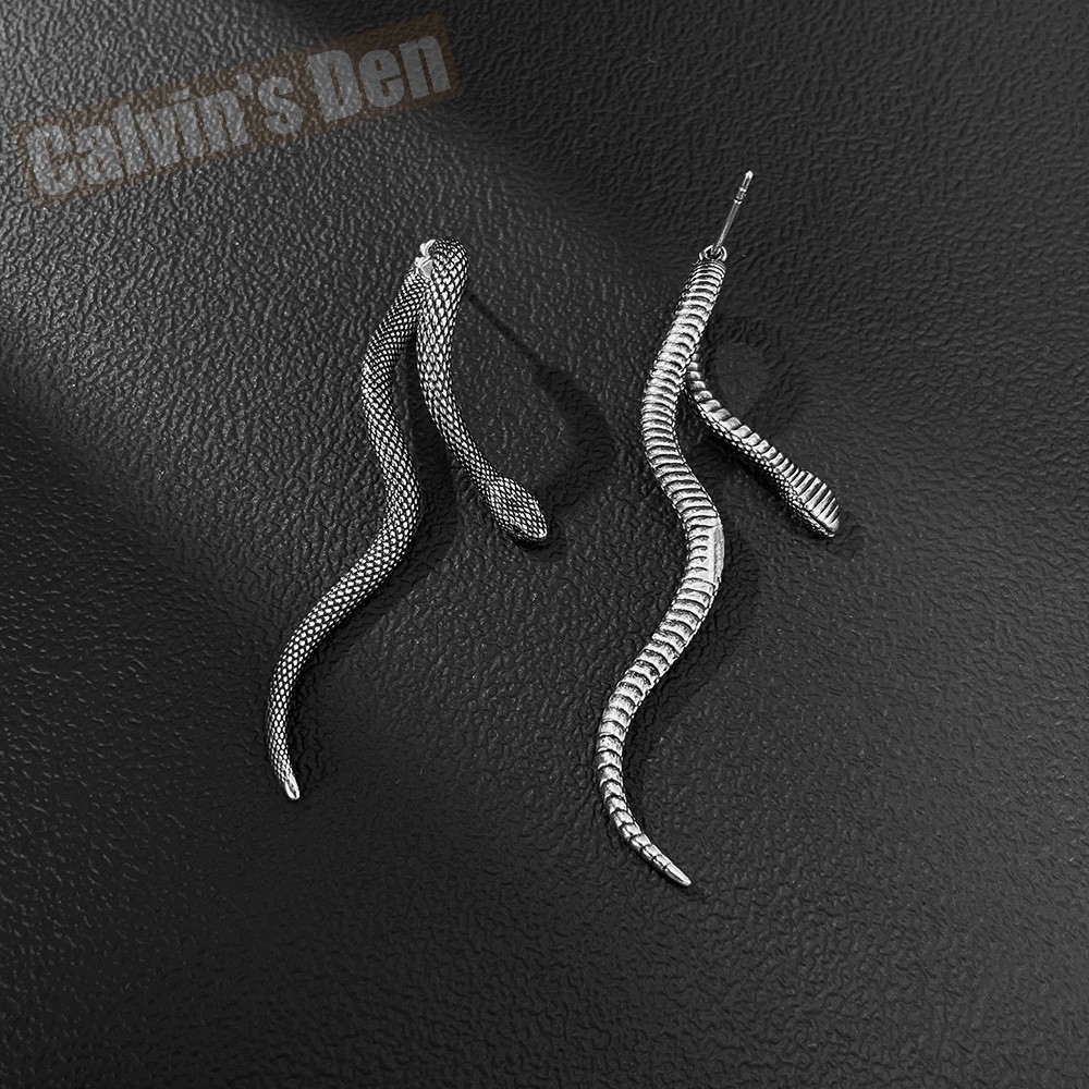 Stainless Steel Long Snake Earrings Great Details