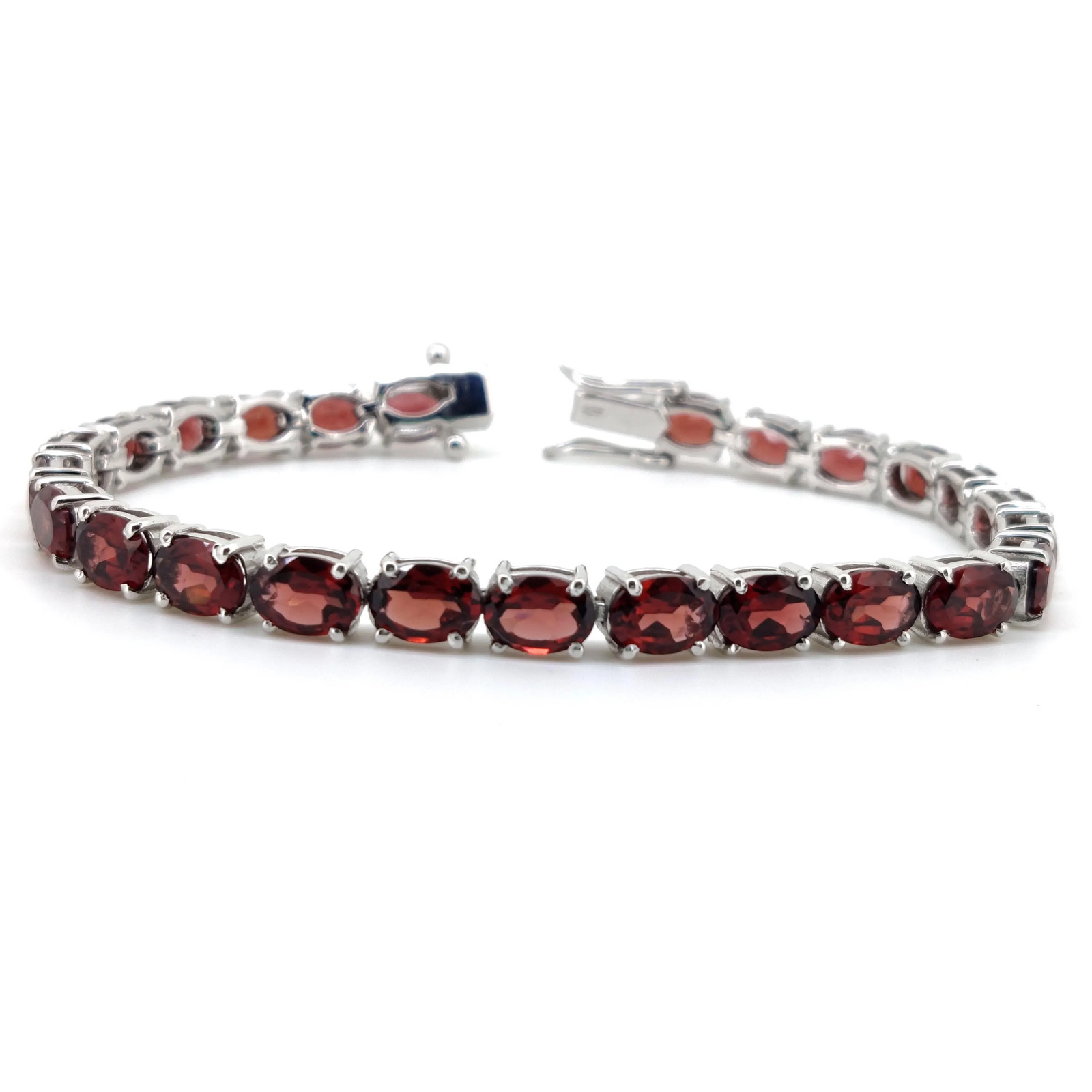 Oval Red Garnet Tennis Bracelet 925 Sterling Silver January Birthstone Jewelry