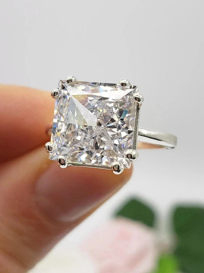 RARE 4.50 Ct Certified White Diamond Princess Cut Solitaire Ring In 925 Silver