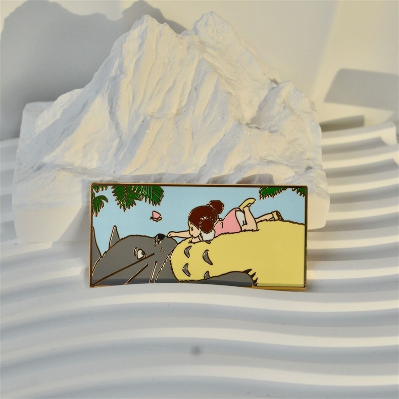 Totoro and Mei golden Enamel 2.2″ Pin Metal Badge Anime Cartoon