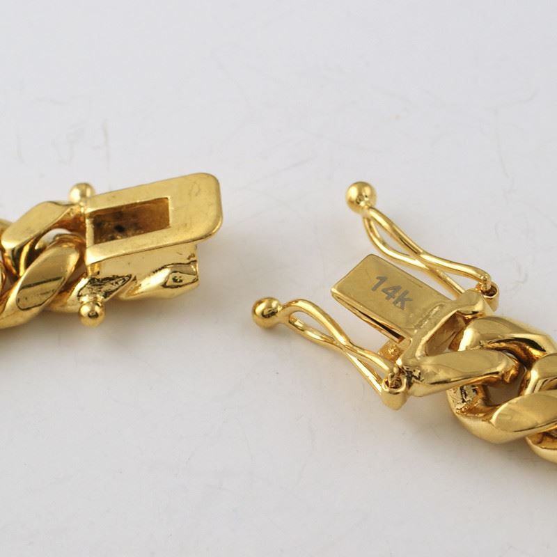 12mm 14K Gold IP Top Quality Mens Miami Cuban Link Chain