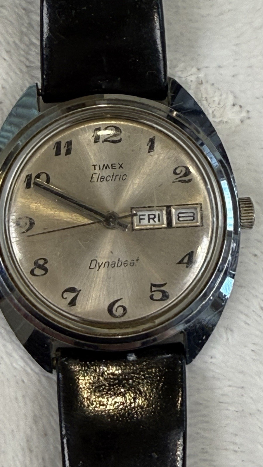 Vintage Timex Electric Dynabeat Watch Day Date Works New Battery As Is