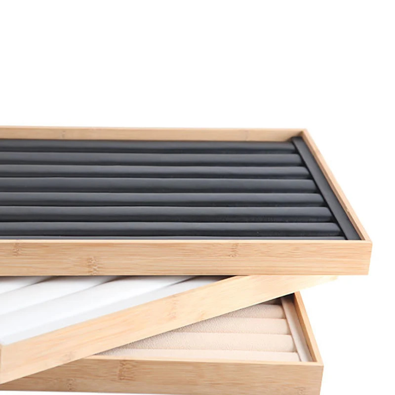 Bamboo Jewelry Ring Organizer Trays Stackable Rings Storage Showcase