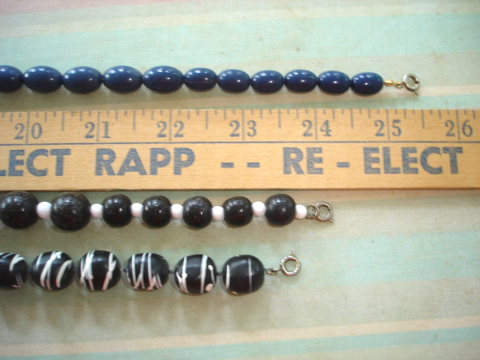 Vintage LOT 9 BEAD Necklaces- Multicolor, Blue, Brown, Black & White-Some Chunky